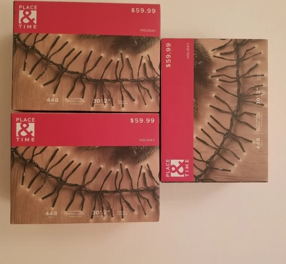 New 3 Boxes of Clusters Warm LED Plug-In Lights